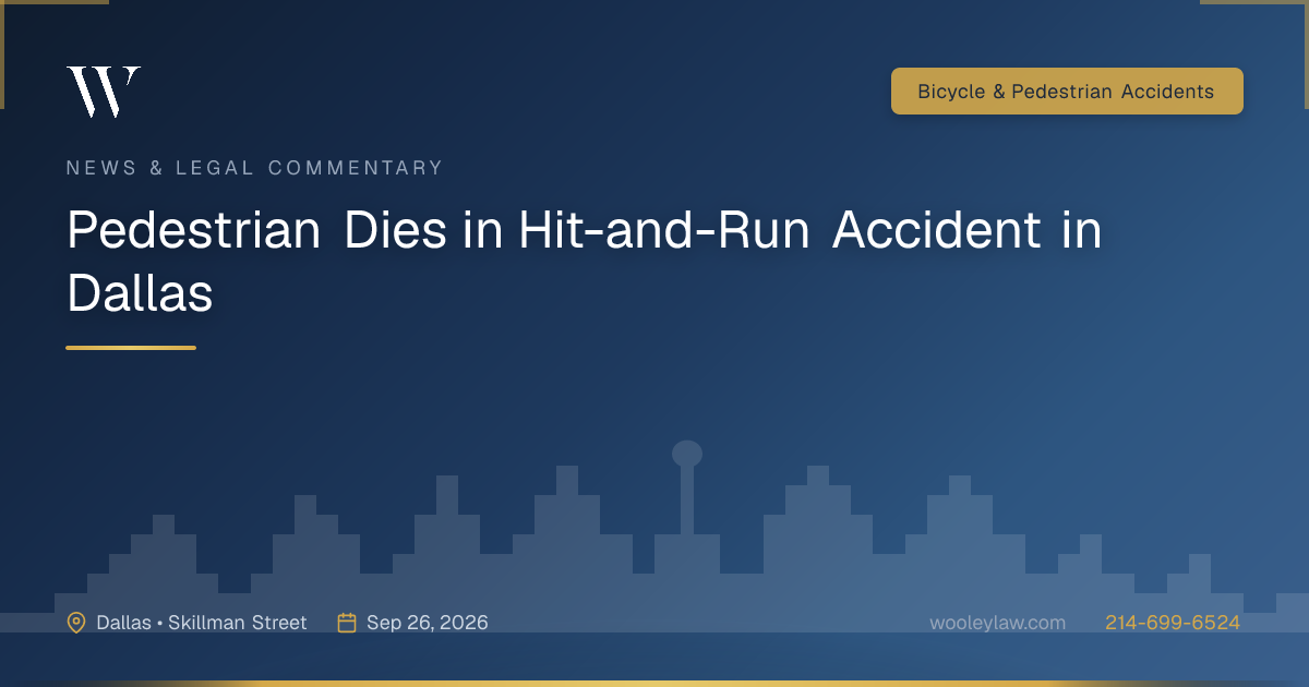 Pedestrian Dies in Hit-and-Run Accident in Dallas - Bicycle & Pedestrian Accidents