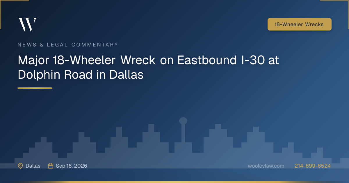 Major 18-Wheeler Wreck on Eastbound I-30 at Dolphin Road in Dallas - 18-Wheeler Wrecks