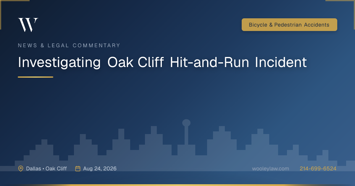 Investigating Oak Cliff Hit-and-Run Incident - Bicycle & Pedestrian Accidents