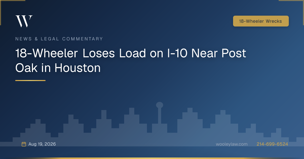 18-Wheeler Loses Load on I-10 Near Post Oak in Houston - 18-Wheeler Wrecks