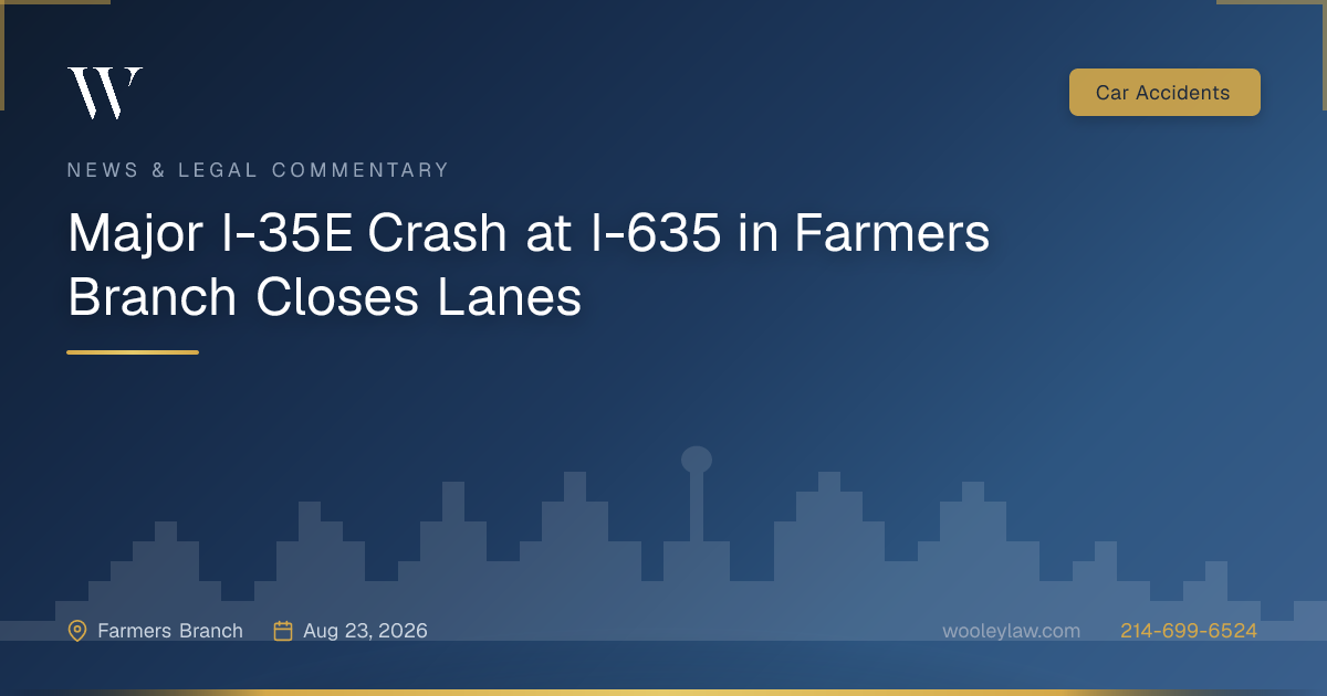 Major I-35E Crash at I-635 in Farmers Branch Closes Lanes - Car Accidents