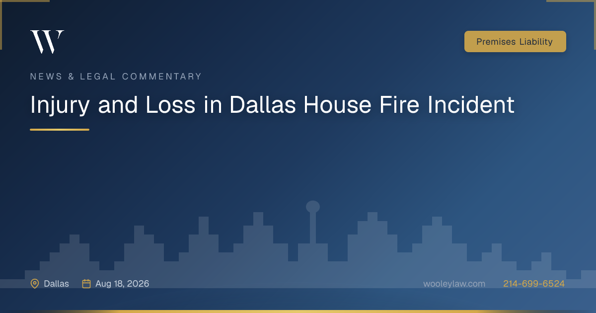 Injury and Loss in Dallas House Fire Incident - Premises Liability