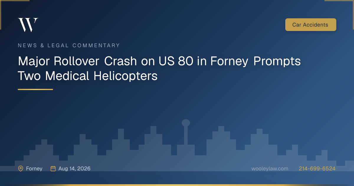Major Rollover Crash on US 80 in Forney Prompts Two Medical Helicopters - Car Accidents