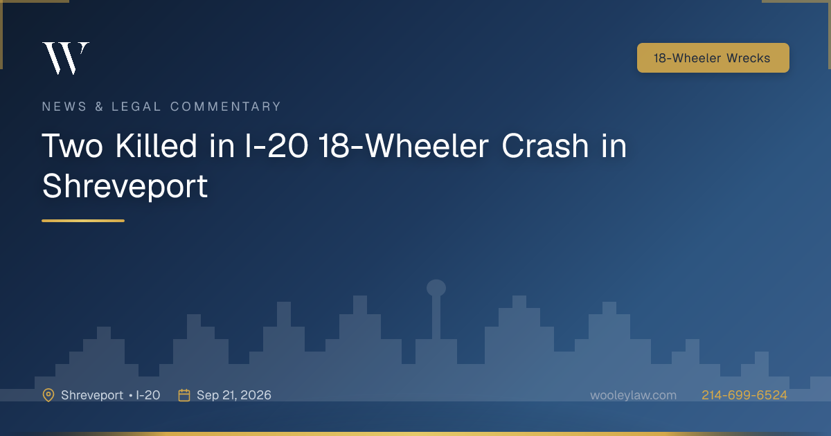 Two Killed in I-20 18-Wheeler Crash in Shreveport - 18-Wheeler Wrecks