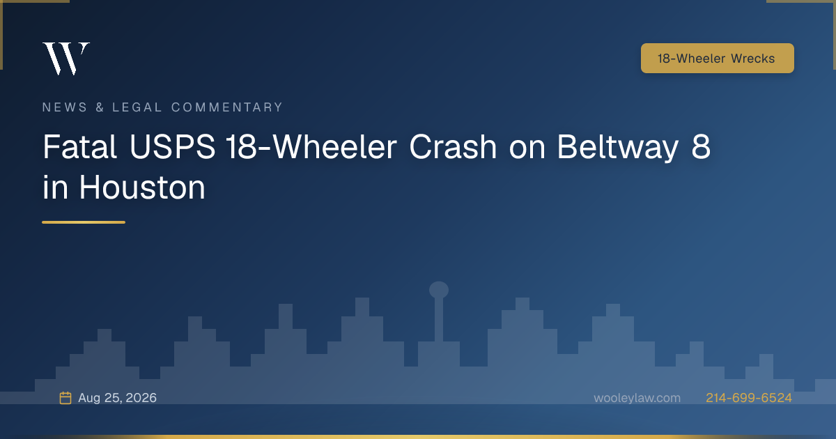 Fatal USPS 18-Wheeler Crash on Beltway 8 in Houston - 18-Wheeler Wrecks