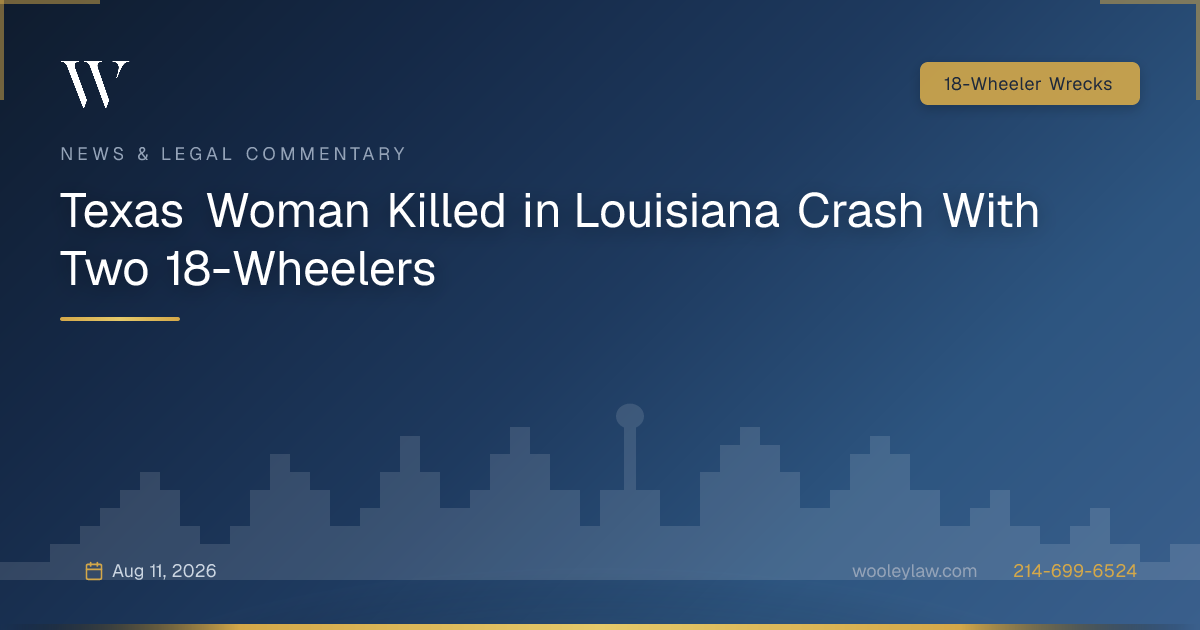 Texas Woman Killed in Louisiana Crash With Two 18-Wheelers - 18-Wheeler Wrecks