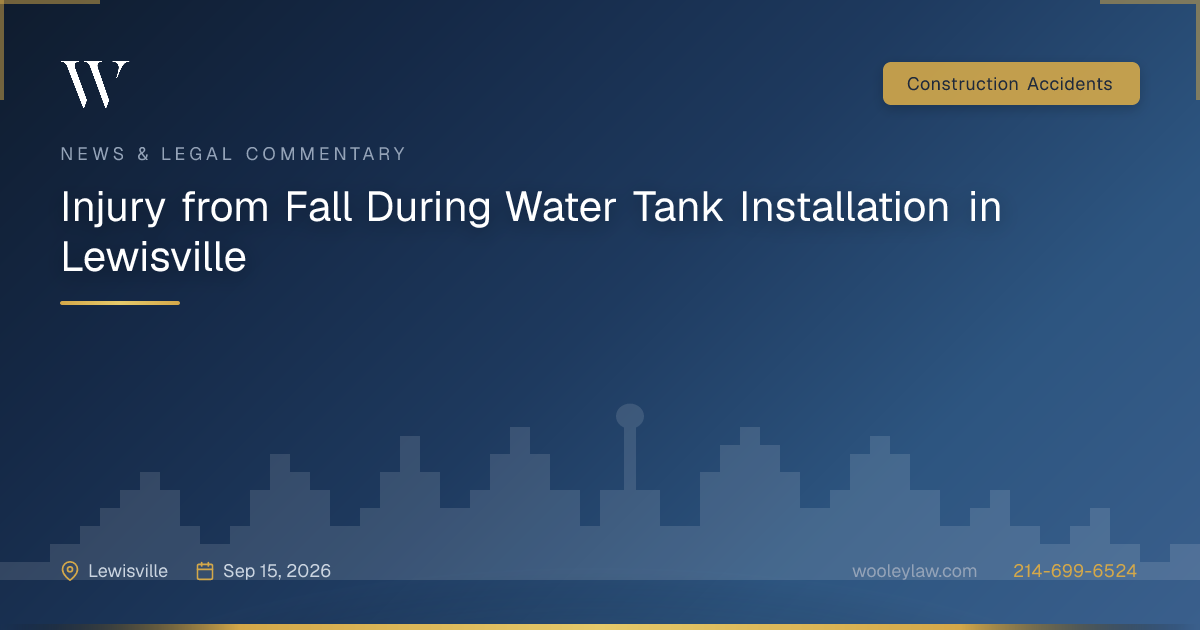 Injury from Fall During Water Tank Installation in Lewisville - Construction Accidents