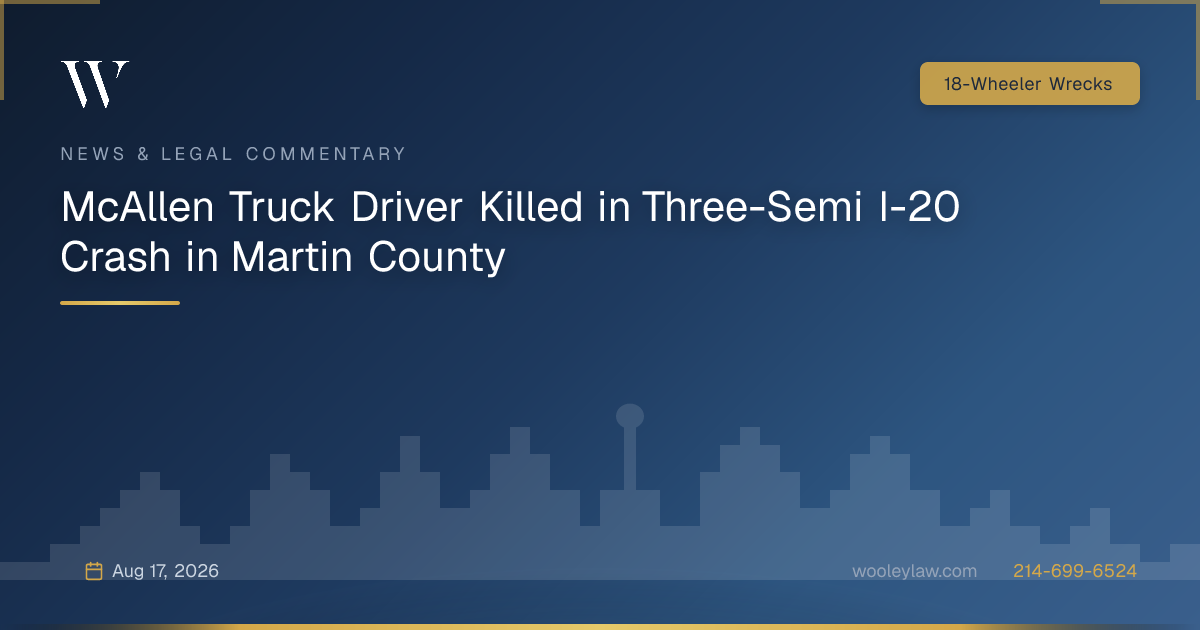 McAllen Truck Driver Killed in Three-Semi I-20 Crash in Martin County - 18-Wheeler Wrecks