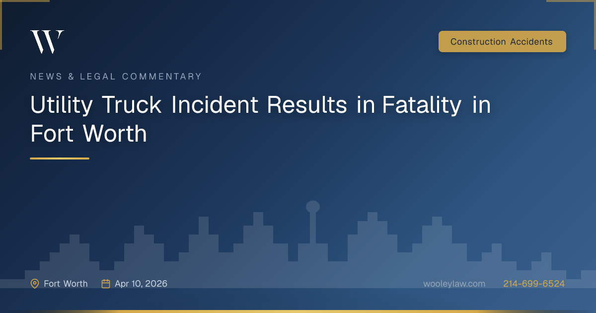 Utility Truck Incident Results in Fatality in Fort Worth - Construction Accidents