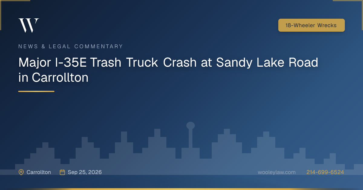 Major I-35E Trash Truck Crash at Sandy Lake Road in Carrollton - 18-Wheeler Wrecks