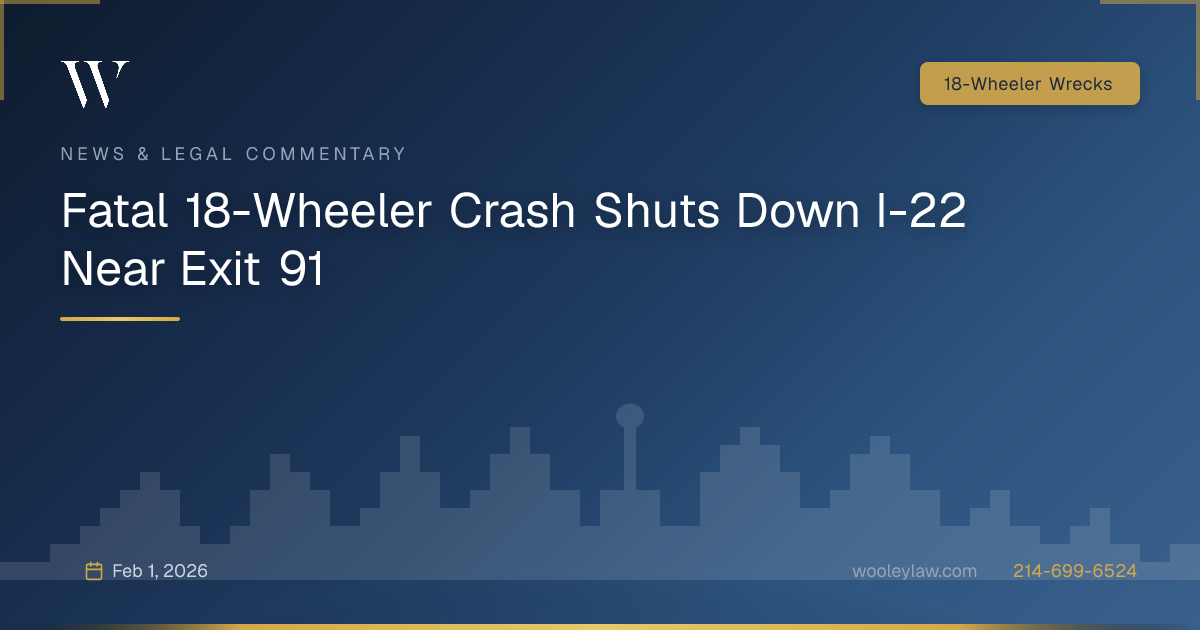 Fatal 18-Wheeler Crash Shuts Down I-22 Near Exit 91 - 18-Wheeler Wrecks