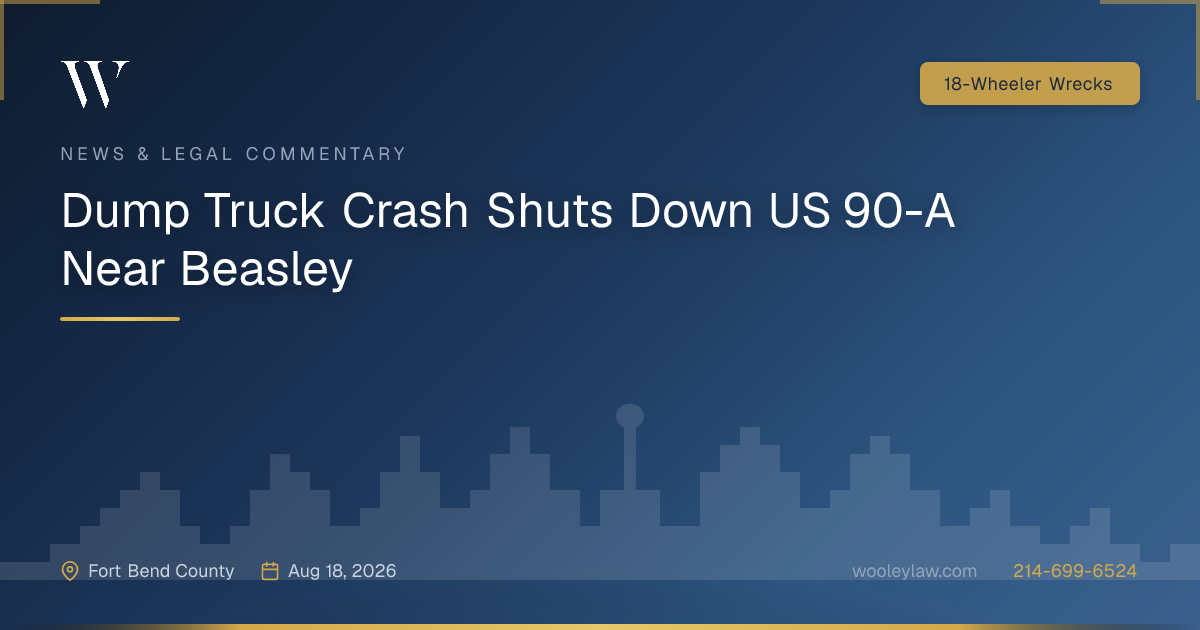 Dump Truck Crash Shuts Down US 90-A Near Beasley - 18-Wheeler Wrecks