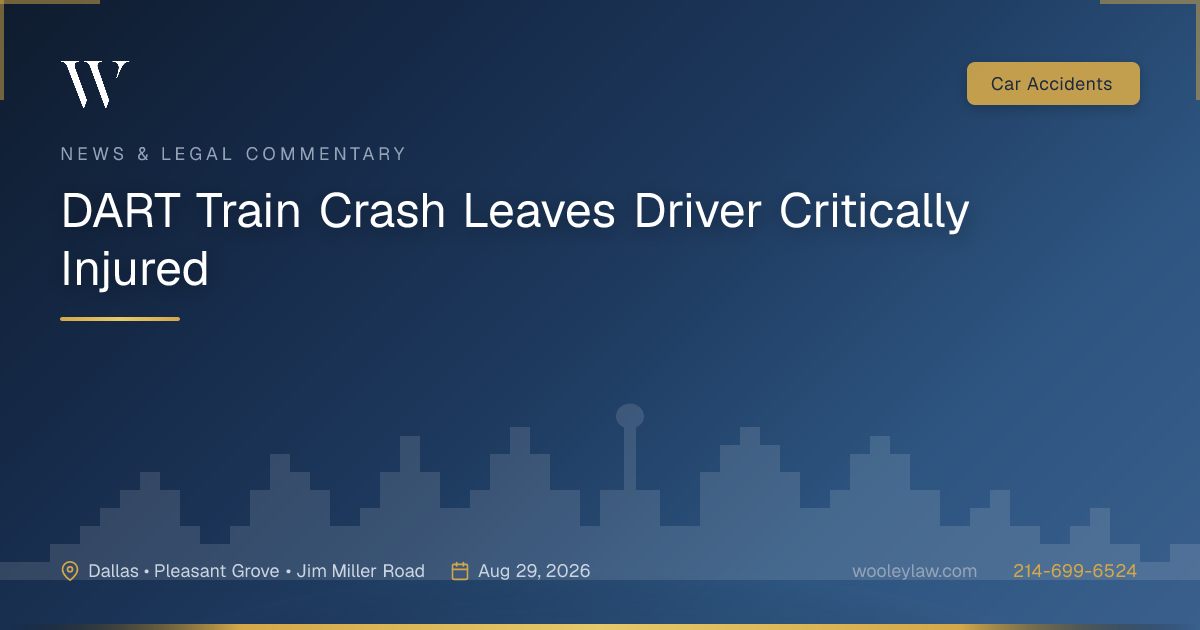 DART Train Crash Leaves Driver Critically Injured - Car Accidents