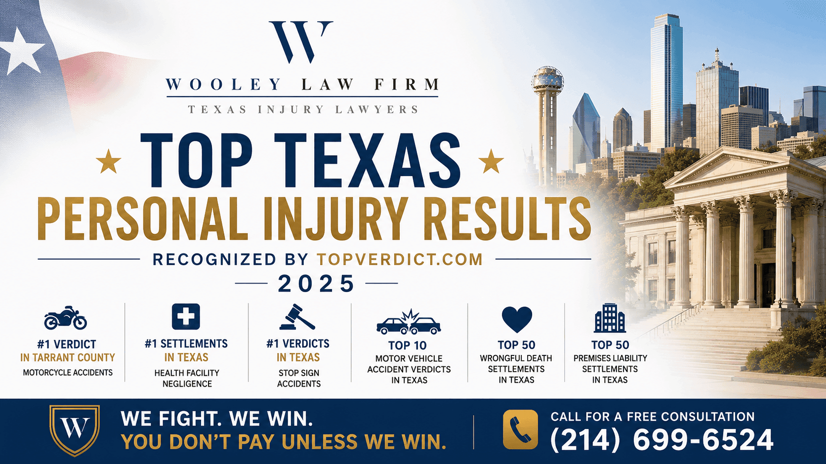 The Wooley Law Firm Recognized by TopVerdict.com for Top Texas Car Accident and Personal Injury Results in 2025