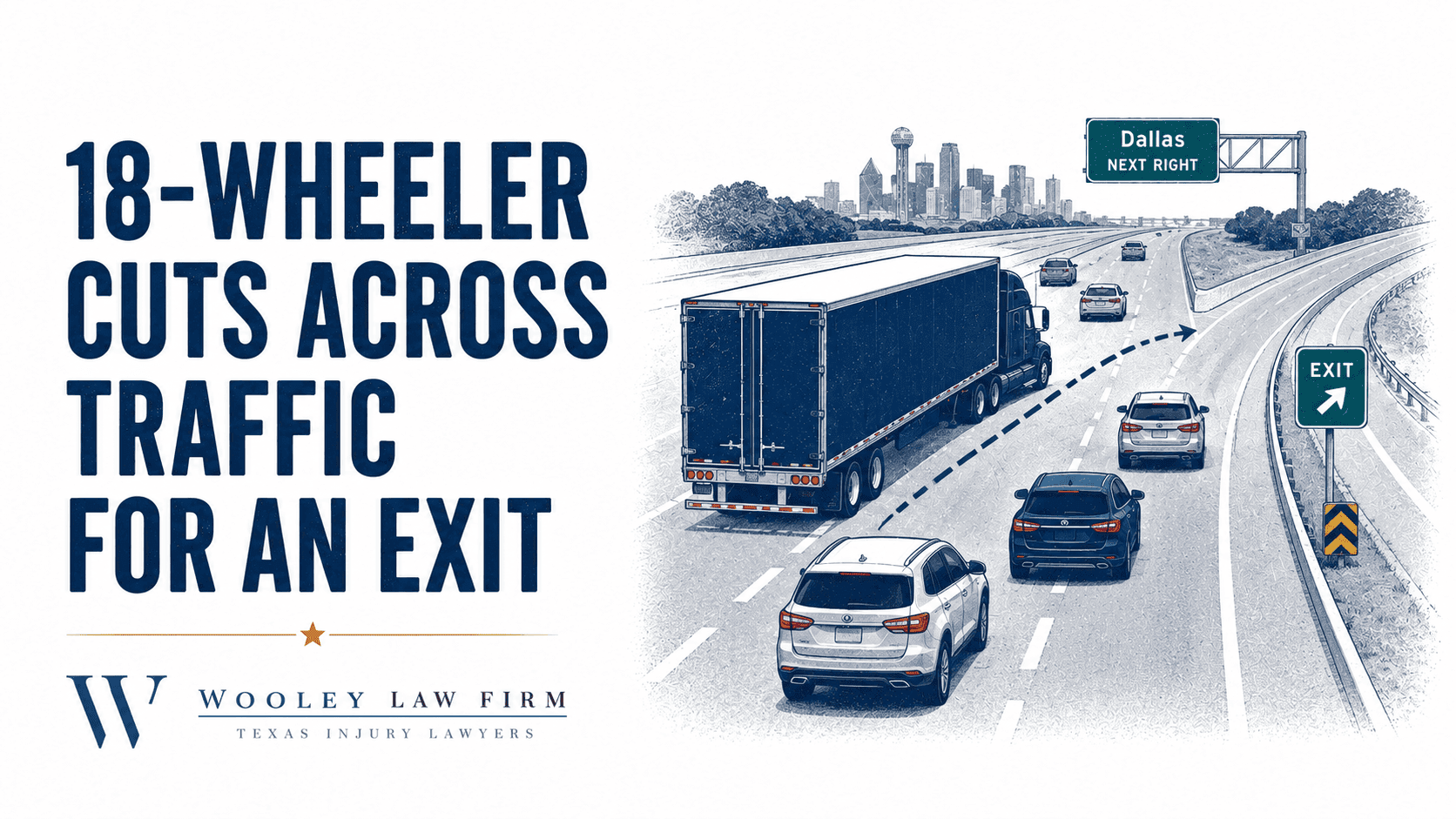 18-Wheeler Cut Across Multiple Lanes to Reach a Dallas Highway Exit
