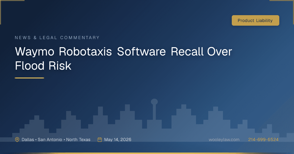 Waymo Robotaxis Software Recall Over Flood Risk - Product Liability