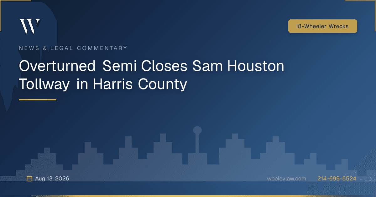 Overturned Semi Closes Sam Houston Tollway in Harris County - 18-Wheeler Wrecks