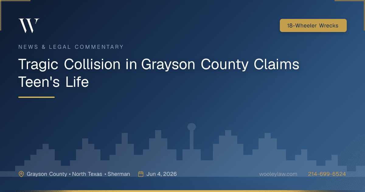 Tragic Collision in Grayson County Claims Teen's Life - 18-Wheeler Wrecks