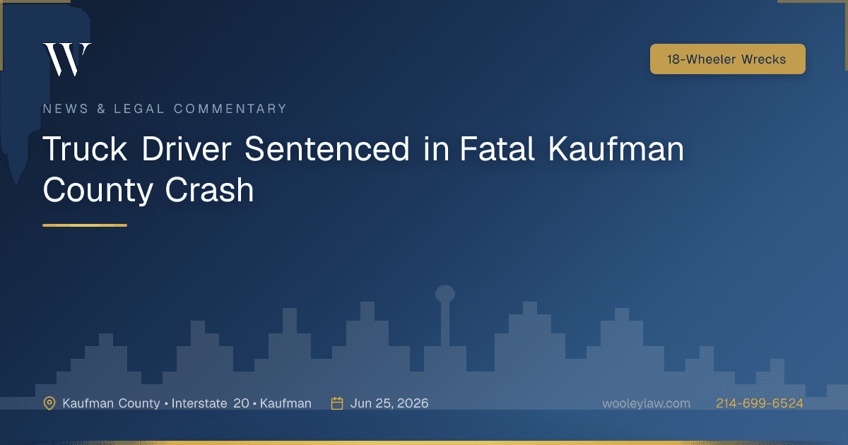 Truck Driver Sentenced in Fatal Kaufman County Crash - 18-Wheeler Wrecks