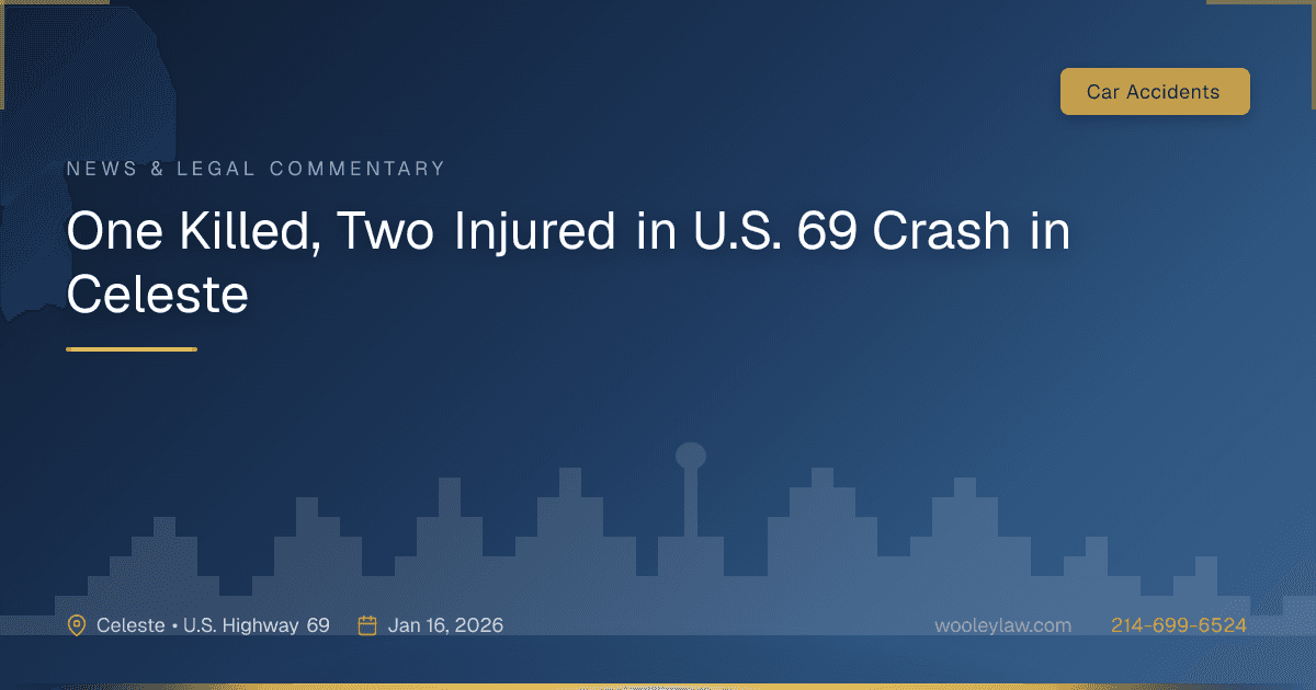 One Killed, Two Injured in U.S. 69 Crash in Celeste - Car Accidents