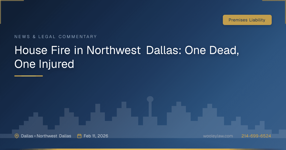 House Fire in Northwest Dallas: One Dead, One Injured - Premises Liability