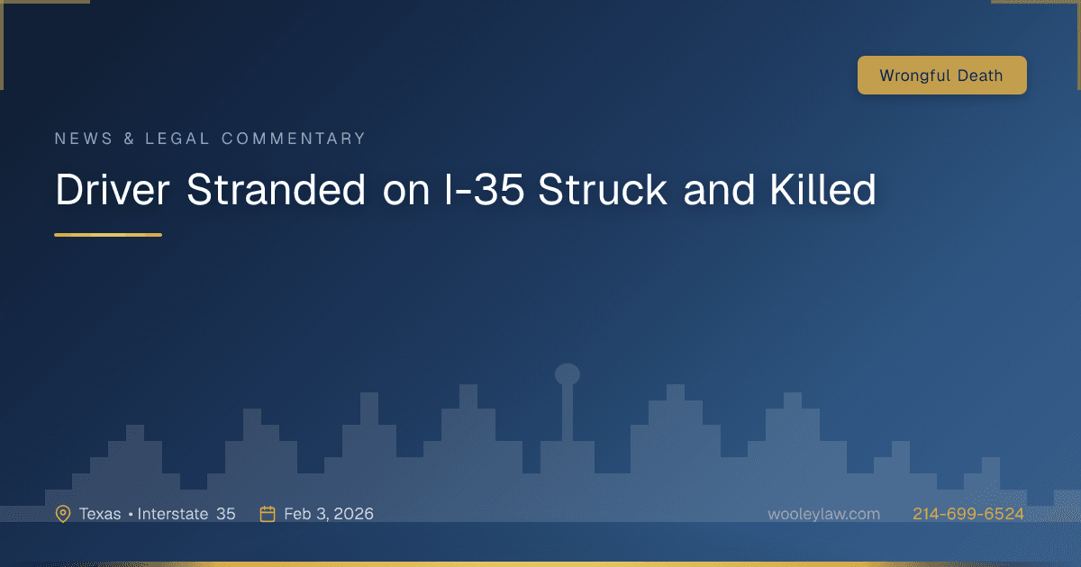 Driver Stranded on I-35 Struck and Killed - Wrongful Death