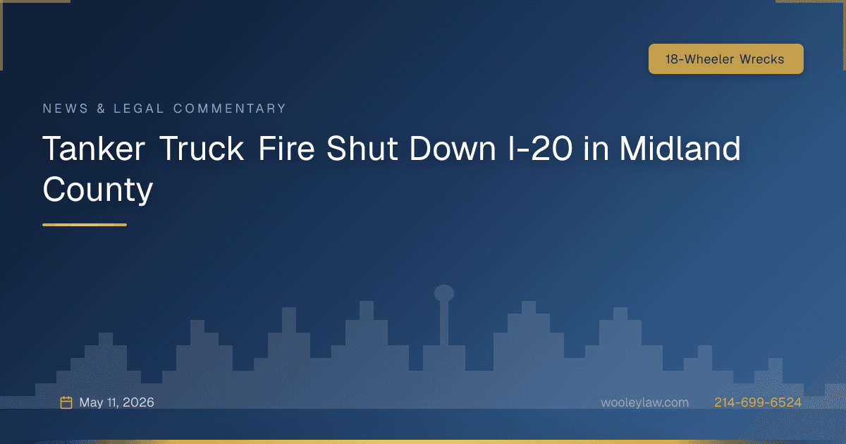 Tanker Truck Fire Shut Down I-20 in Midland County - 18-Wheeler Wrecks