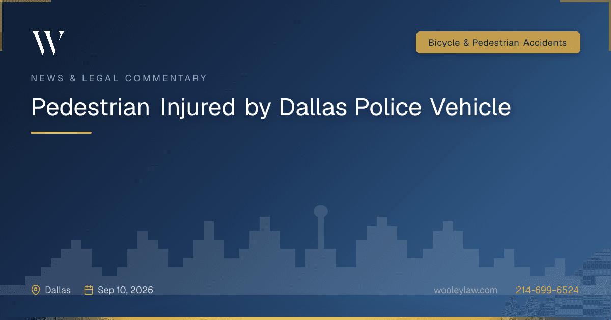 Pedestrian Injured by Dallas Police Vehicle - Bicycle & Pedestrian Accidents