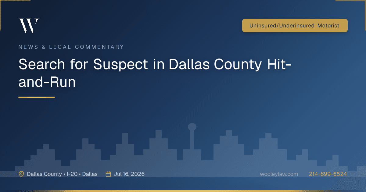 Search for Suspect in Dallas County Hit-and-Run - Uninsured/Underinsured Motorist