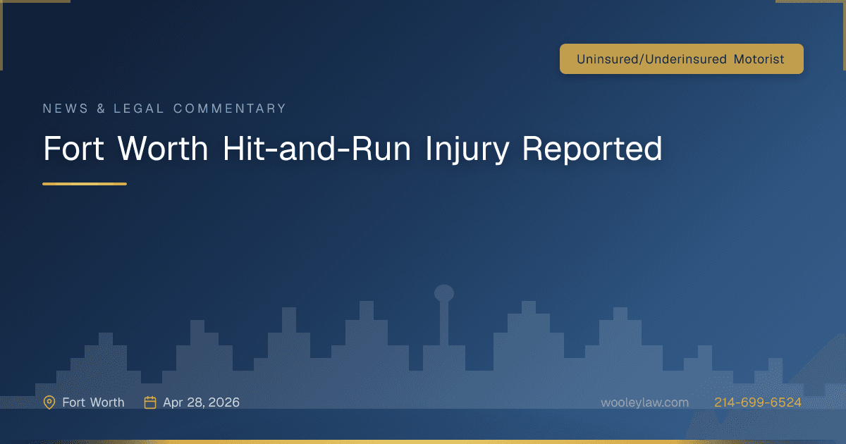 Fort Worth Hit-and-Run Injury Reported - Uninsured/Underinsured Motorist