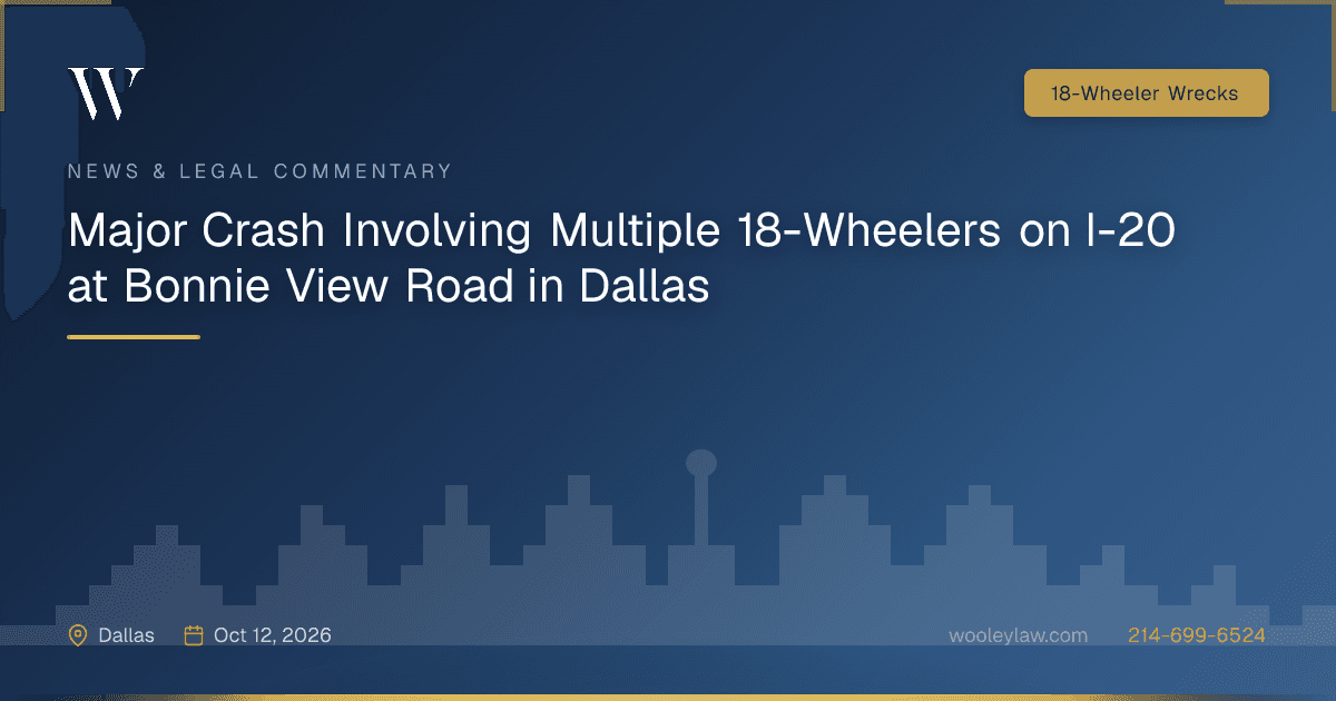 Major Crash Involving Multiple 18-Wheelers on I-20 at Bonnie View Road in Dallas - 18-Wheeler Wrecks