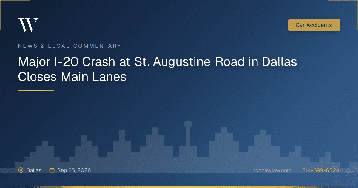 Major I-20 Crash at St. Augustine Road in Dallas Closes Main Lanes - 18-Wheeler Wrecks