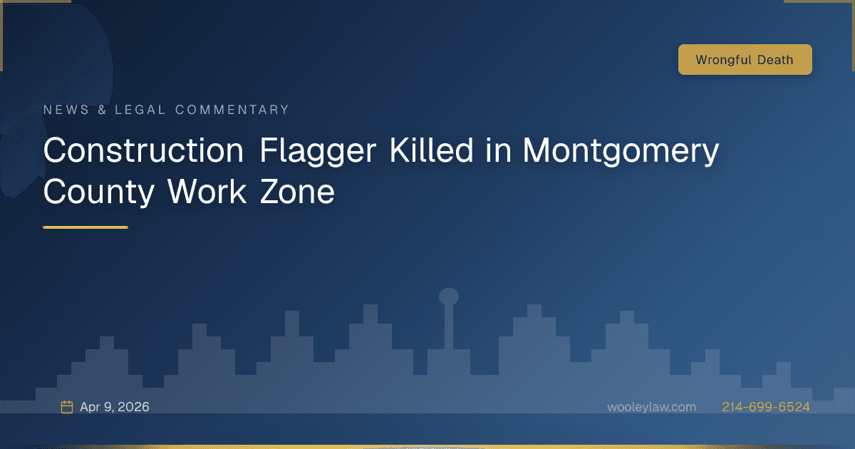 Construction Flagger Killed in Montgomery County Work Zone - Wrongful Death