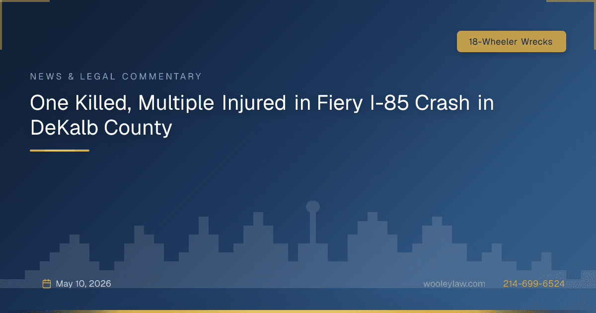 One Killed, Multiple Injured in Fiery I-85 Crash in DeKalb County - 18-Wheeler Wrecks
