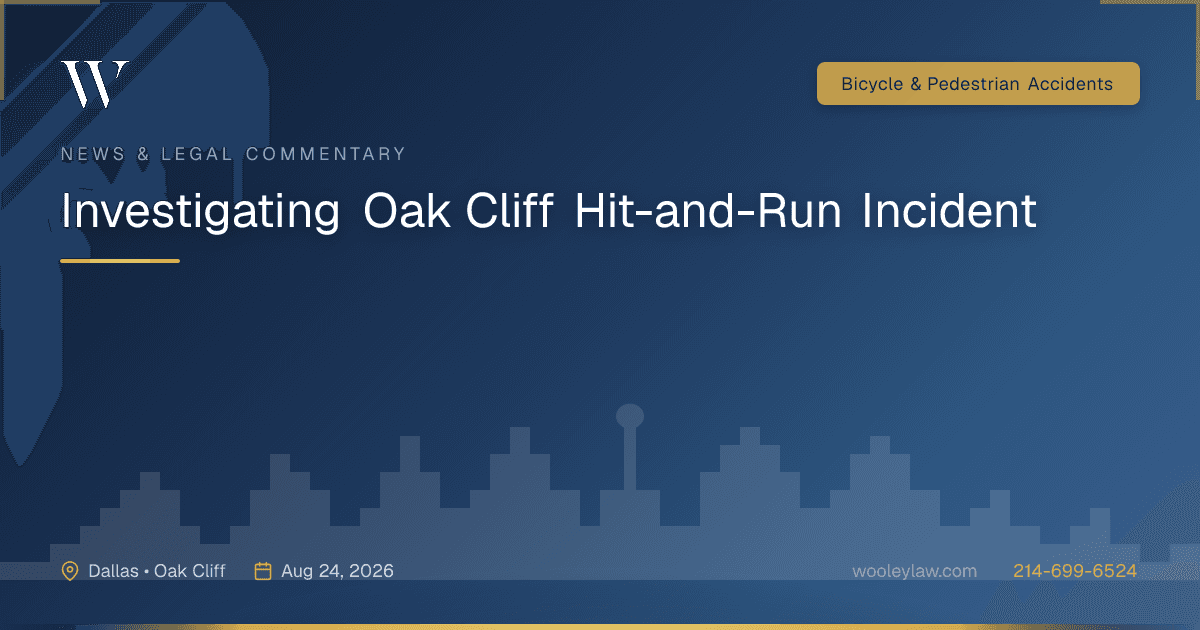 Investigating Oak Cliff Hit-and-Run Incident - Bicycle & Pedestrian Accidents
