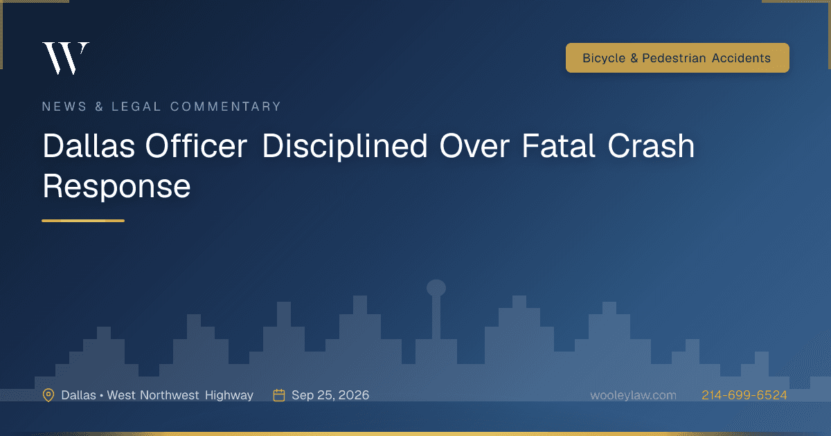 Dallas Officer Disciplined Over Fatal Crash Response - Bicycle & Pedestrian Accidents