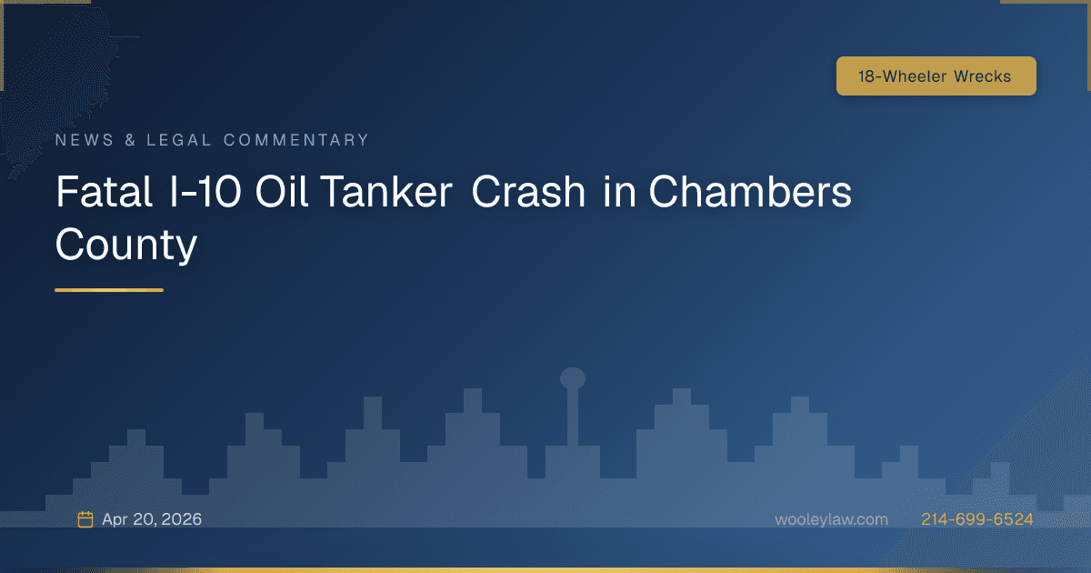 Fatal I-10 Oil Tanker Crash in Chambers County - 18-Wheeler Wrecks