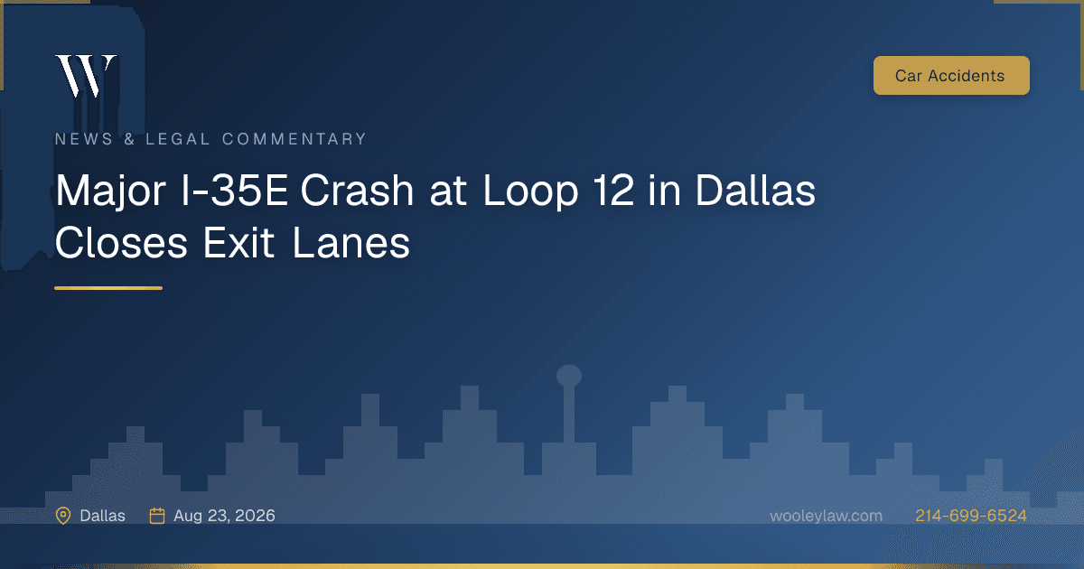 Major I-35E Crash at Loop 12 in Dallas Closes Exit Lanes - Car Accidents