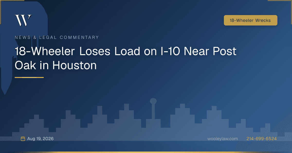 18-Wheeler Loses Load on I-10 Near Post Oak in Houston - 18-Wheeler Wrecks