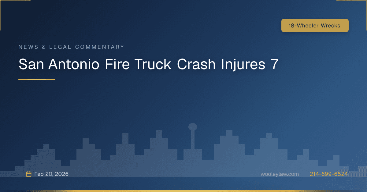 San Antonio Fire Truck Crash Injures 7 - 18-Wheeler Wrecks