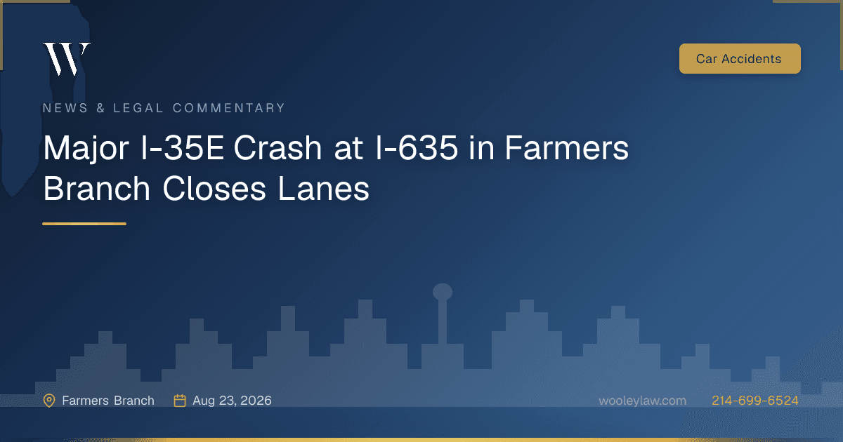 Major I-35E Crash at I-635 in Farmers Branch Closes Lanes - Car Accidents