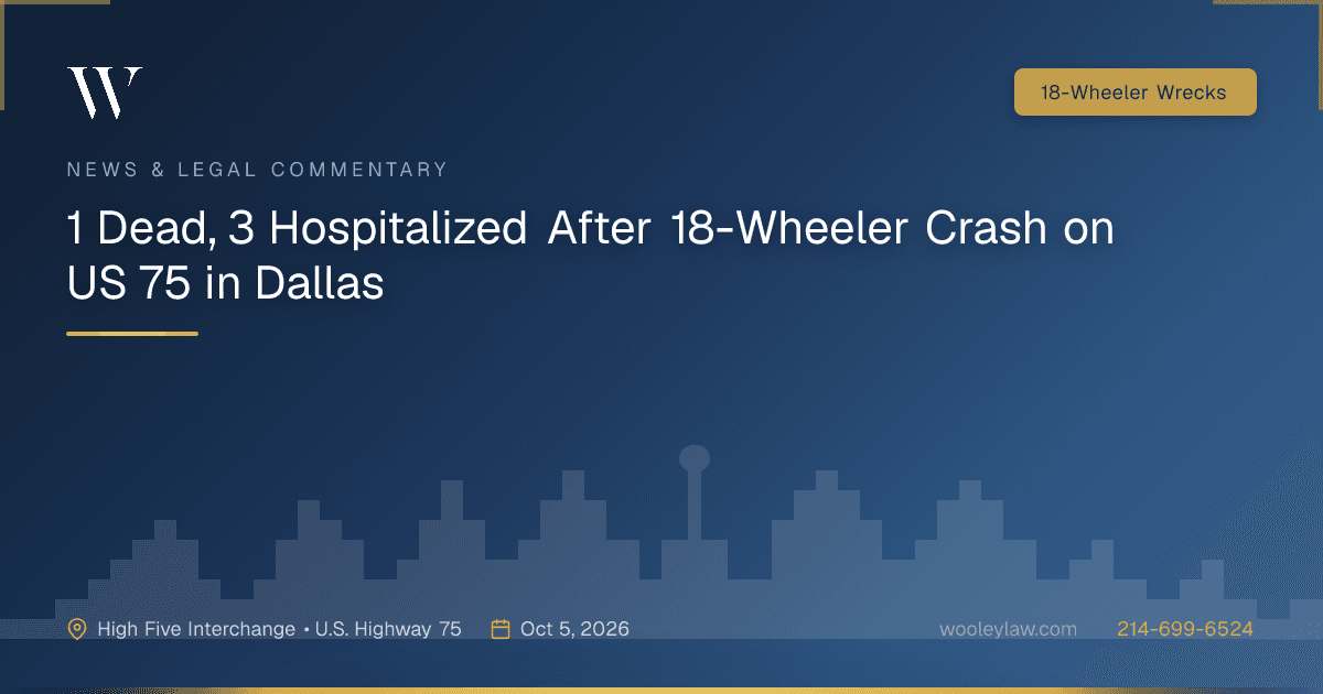 1 Dead, 3 Hospitalized After 18-Wheeler Crash on US 75 in Dallas - 18-Wheeler Wrecks