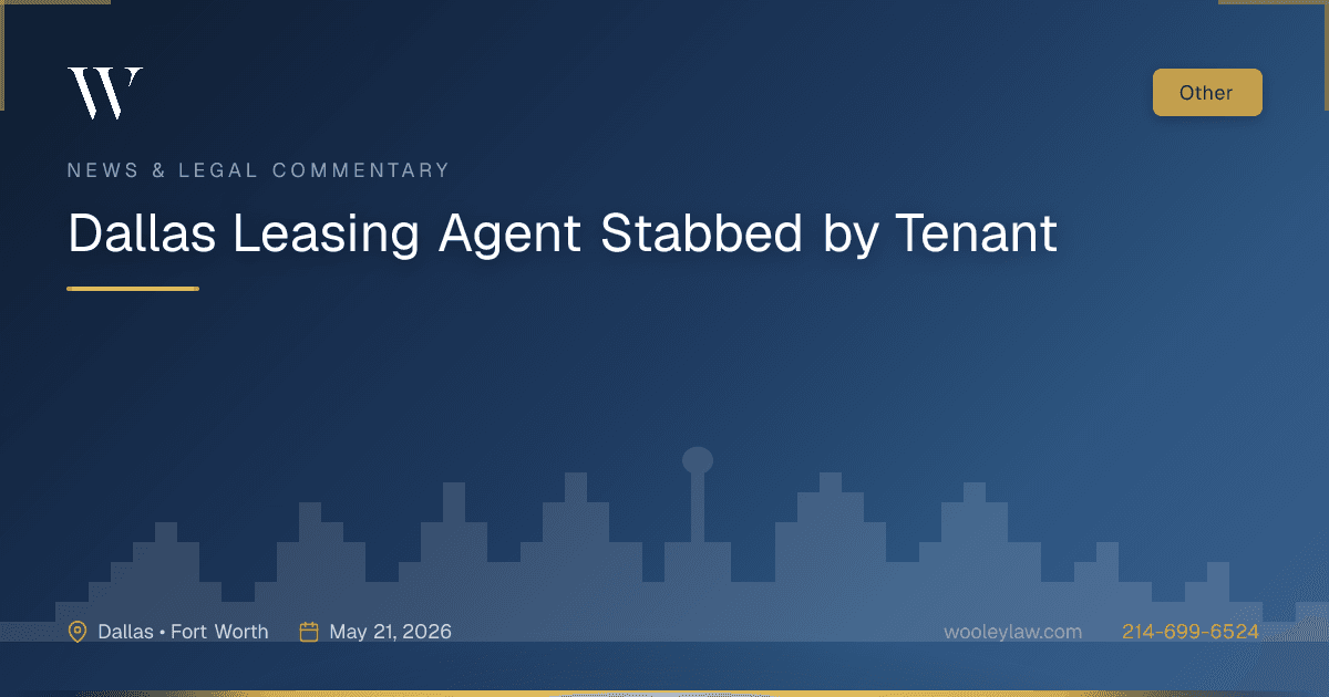 Dallas Leasing Agent Stabbed by Tenant - Other