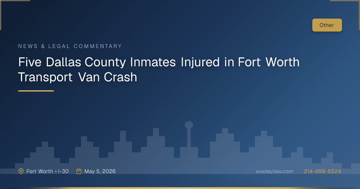 Five Dallas County Inmates Injured in Fort Worth Transport Van Crash - Car Accidents