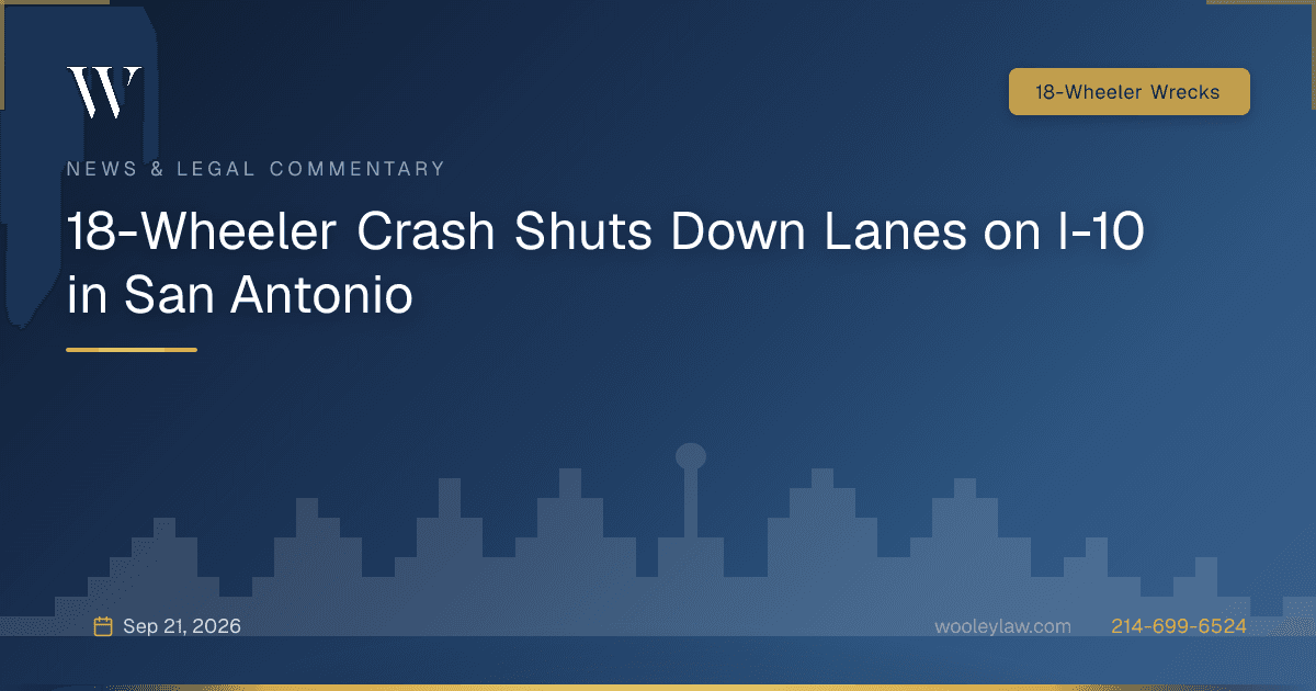 18-Wheeler Crash Shuts Down Lanes on I-10 in San Antonio - 18-Wheeler Wrecks