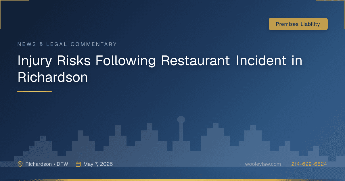 Injury Risks Following Restaurant Incident in Richardson - Premises Liability