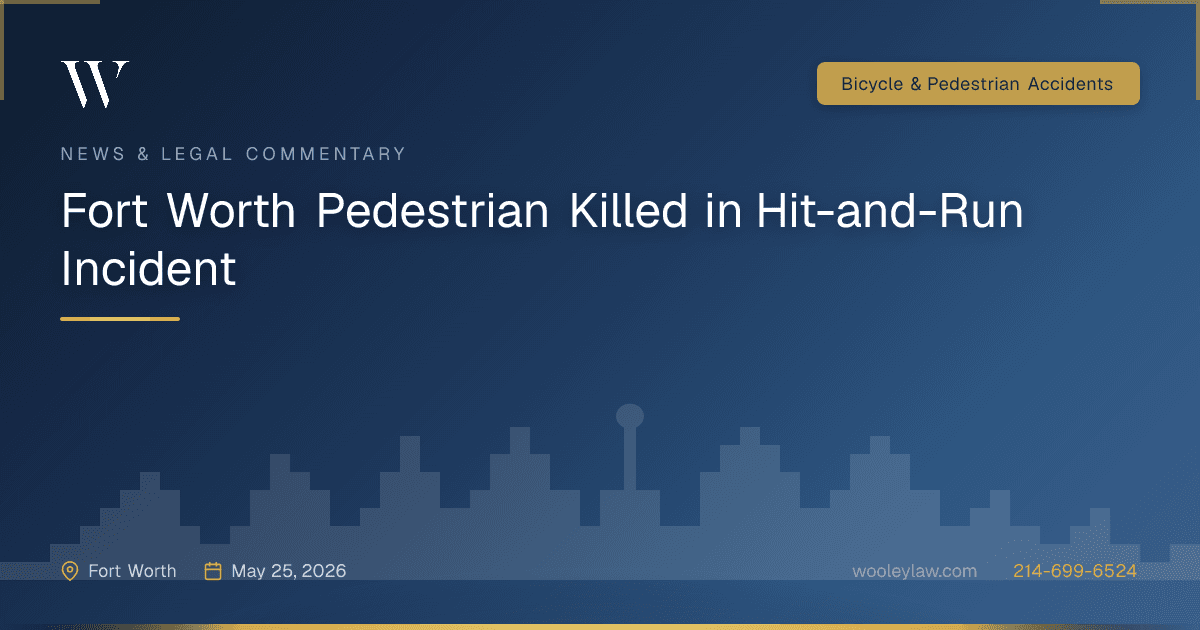 Fort Worth Pedestrian Killed in Hit-and-Run Incident - Bicycle & Pedestrian Accidents