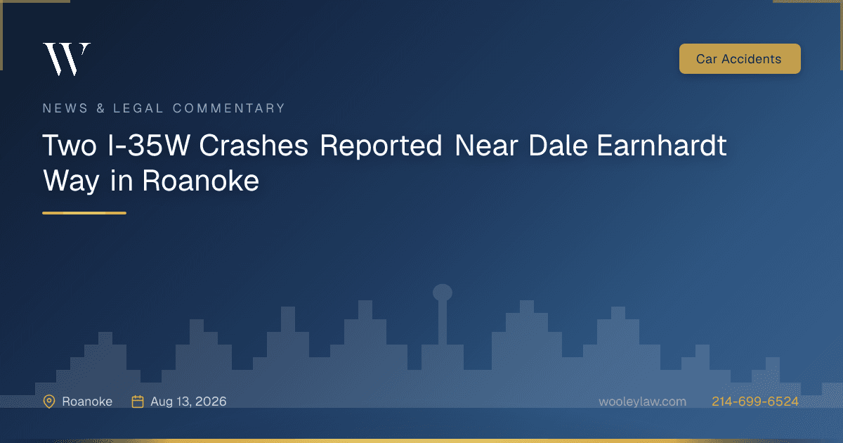 Two I-35W Crashes Reported Near Dale Earnhardt Way in Roanoke - Car Accidents