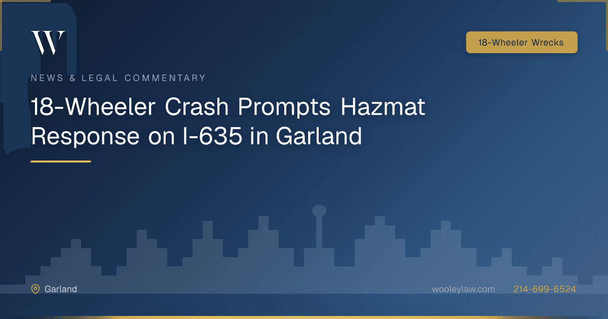 18-Wheeler Crash Prompts Hazmat Response on I-635 in Garland - 18-Wheeler Wrecks