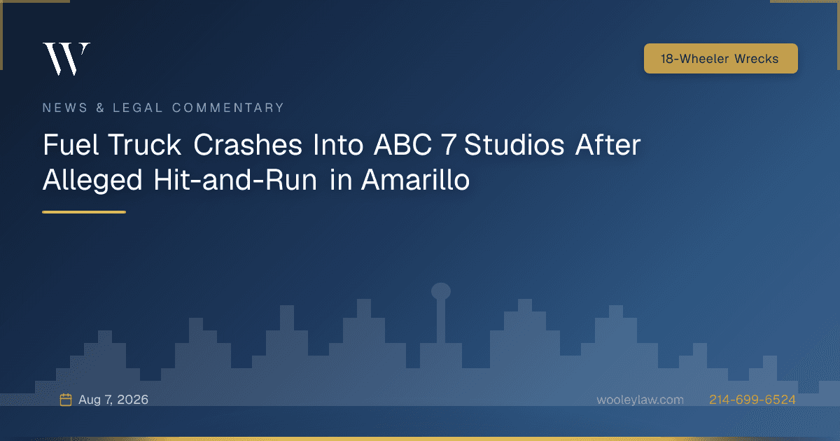 Fuel Truck Crashes Into ABC 7 Studios After Alleged Hit-and-Run in Amarillo - 18-Wheeler Wrecks